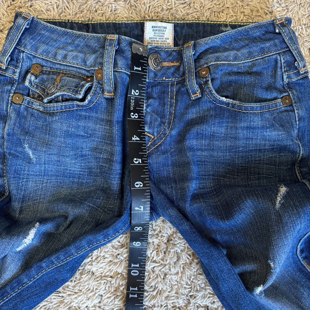 True Religion World Tour Women’s Julie Jeans Size 25 Distressed Blue USA Made - Picture 9 of 10